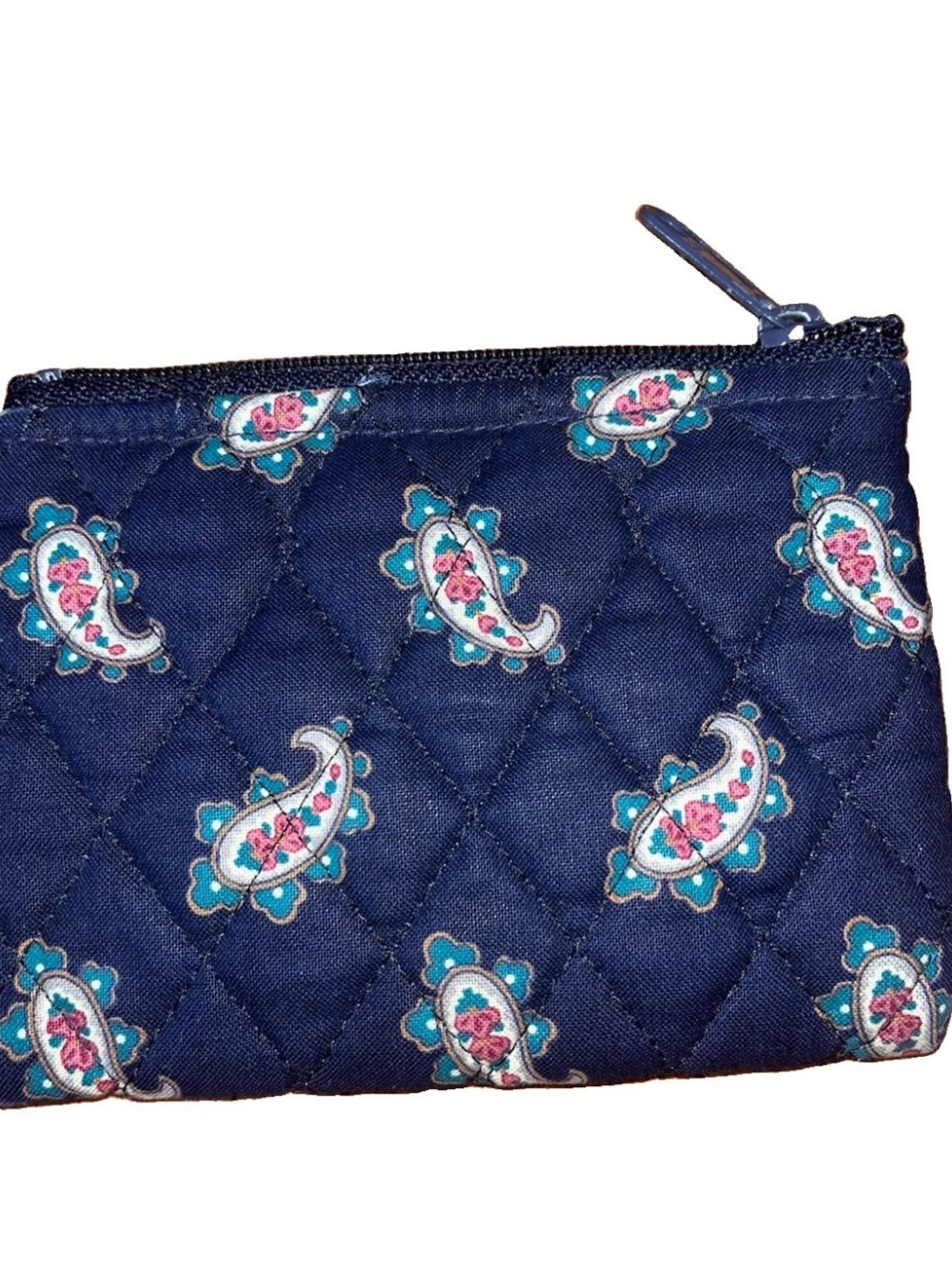 Vintage 90s Vera Bradley Navy Paisley Coin Purse Pouch - Picture 2 of 3